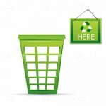Abstract Green Dustbin with Recycle Sign